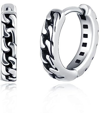 feilok chain Hoop Earrings for Men Stainless Steel Earrings Studs Piercing Huggie Ear Jewelry silver