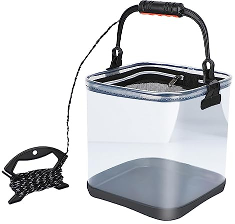 Perfeclan Seau de pêche Camping Conteneur de Stockage Léger avec poignée Sacs de palourde pour Clamming Seau de pêche Pliable pour Les Voyages en Plein air, Grand