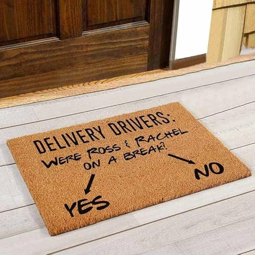 Generic Funny Ross & Rachel On A Break Non-Slip Doormat 36X24 Inch, Perfect For Entryway/Porch, Polyester, Waterproof, Machine Washable