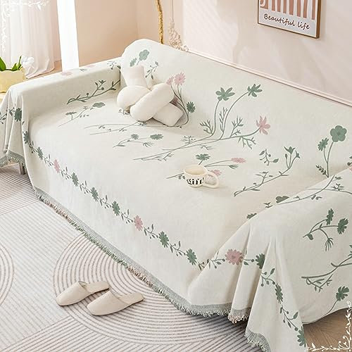 Gualiy Bezug Sofa 180x180cm, Blumen Zweige Sofabezug 1 Sitzer Sofaüberwurf Antirutsch Grün Sofa Überzug für Ledersofa