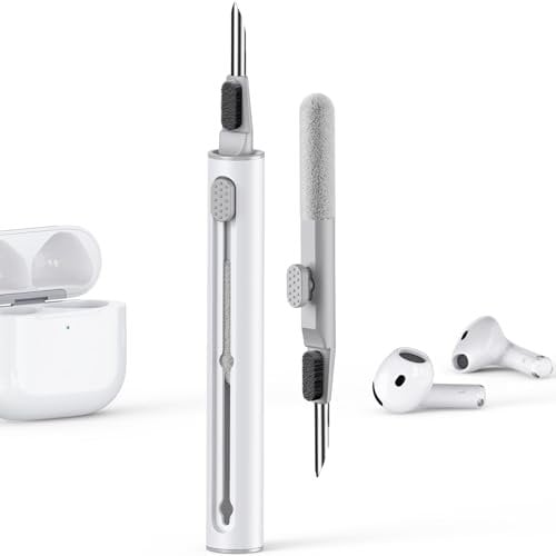 Inesore Cleaning Kit for Airpod, Multi-Function Cleaner Pen Tool for Airpods Pro Case Headphone iPhone Charging Port, with Soft Brush Flocking Sponge(White)