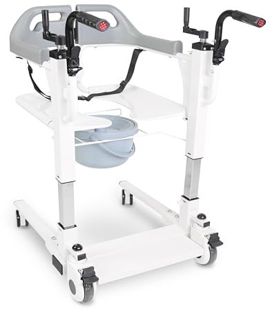 KMINA Silla de Transferencia para Traslado de Pacientes o para Mayores (Asiento Elevable 58 cm),Traslado Baño Mayores, Ancha - No Apta para Ducha