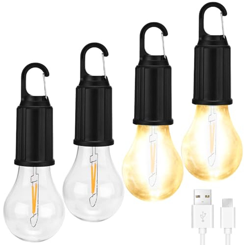 4 lámparas de camping, lámparas de tienda, linternas de camping LED, proyectores recargables con ganchos, lámparas de camping, lámpara de camping recargable, lámpara de tienda portátil para acampar,