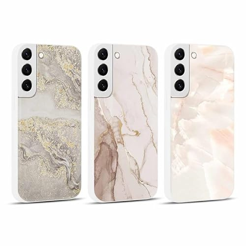 Foonary 3 Stück Hülle für Samsung Galaxy S22 5G 6,1, Handyhülle mit Aesthetic Muster Motiv Design Slim Case, Ultra Dünn Weiches Silikon Stoßfest Kratzfest Bumper Schutzhülle Cover,Marmor 03