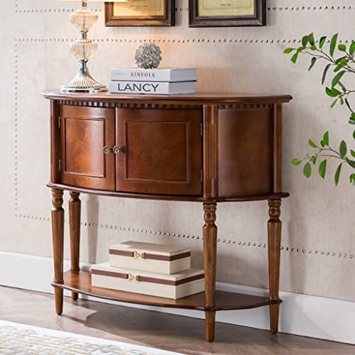 Tavolo Consolle, Consolle con Accento in Legno con Doppie Ante dell'Armadio, Tavolo da Ingresso a Forma di Mezzaluna, Tavolino da Divano Stretto per Soggiorno, Ingresso, Corridoio (Colore : Noce, Dime