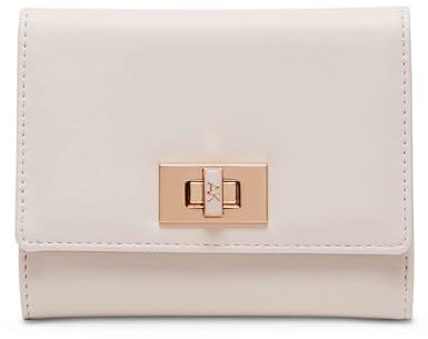 Anne Klein Damen Ak Medium Flap Wallet with Enamel Turn Lock Geldbörse, Latte