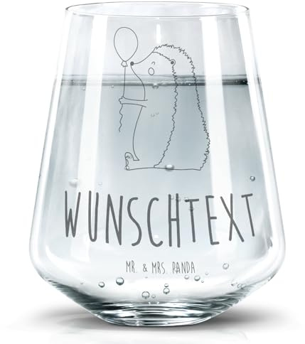 Mr. & Mrs. Panda personalisierter becher Igel Luftballon - Personalisierte Geschenke, Glückwunsch, Geburtstag, Glas mit Namen, Happy Birthday, personalisiertes, Wasserglas Gravur, Herzlichen, Ballon