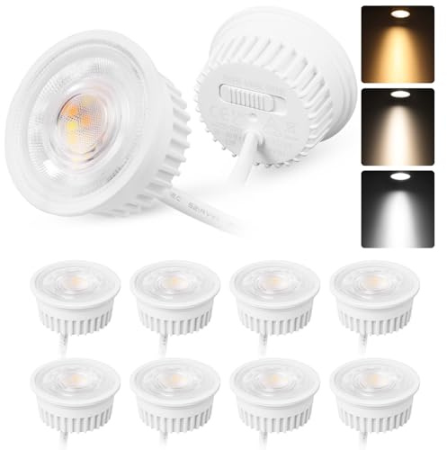 YindaLux 10er Set LED Modul Dimmbar ø50x23mm für Einbaustrahler Aufbauspot 4.9W 500LM 3CCT Warmweiß 3000K Naturalweiß 4000K Kaltweiß 6500K IP44 Wasserdicht 38°Modul Ersetzt GU10 MR16 Leuchtmittel