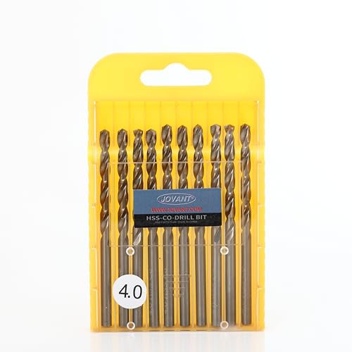 JOVANT 10 brocas de cobalto de 5/32 pulgadas (4 mm), acero M35- HSS de alta velocidad para taladro/destornillador, brocas de acero inoxidable de alta resistencia