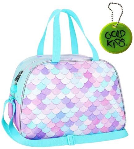 Goldkids - Sporttasche Kinder für Mädchen & Jungen - Umhängetasche mit Meerjungfrau Motiv - Schwimmtasche mit verstärktem Boden - Trainingstasche 40 cm x 25 cm x 13 cm