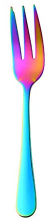 Dessert Fork Multicolor Rainbow Stainless Steel Cake Notched Small Fork