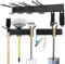 QWORK® Garage Storage Hooks, Wall Mount Garden Tool Organizer mit 6 Adjustable Metal Hooks, for Brooms, Rakes, Shovel