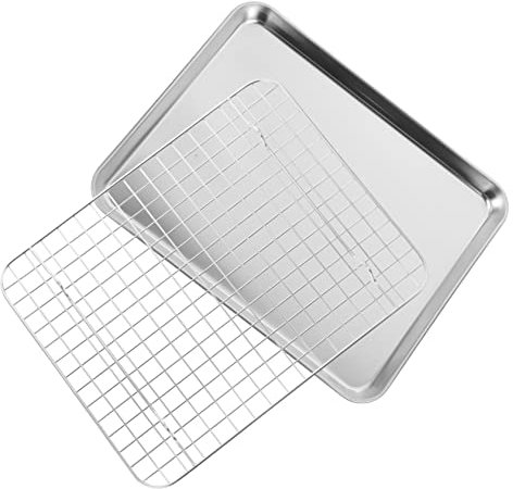 GRIRIW Baking Pan and Rack Oven Grill Tray Cooling Racks for Home Cake Shop Bakery Barbecue