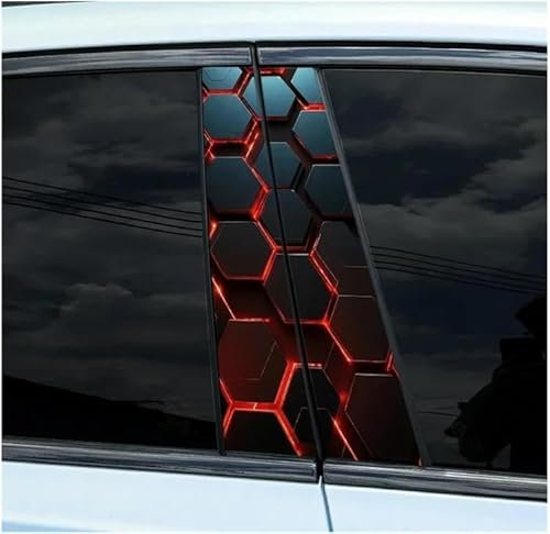 XhuangTech 1 Pair Car Centre Pillar Honeycomb Sticker, Anti-Scratch Window Pillar Cover Exterior PVC Accessories, Waterproof B-Pillar Decal Self-Adhesive Stylish Decor for Car Side Door, Window (H1)