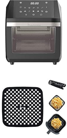 MasterPro Pack Freír Sin Aceite | ROCKET 1100 Mini Horno Multifuncional | Freidora de Aire 11L + 2 Alfombrillas de Silicona | Cocina Fácil Limpieza sin que se Peguen los alimentos