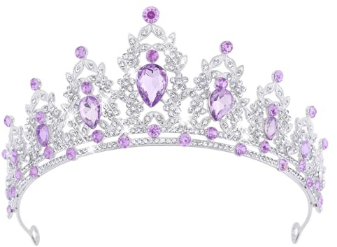 DRESHOW Couronne d'anniversaire pour Femmes Tiare de Cristal pour Filles Accessoires de Cheveux Tiare de Mariage Couronne de Princesse Pailletée Serre-tête de Fête Diadèmes pour Femme