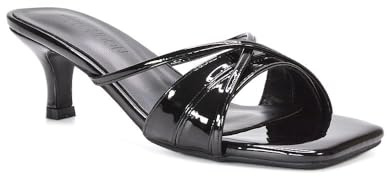ESSEX GLAM Women's Low Kitten Heel Sandals Ladies Strappy Slip On Mule Open Toe Slide Shoes Size 3-8