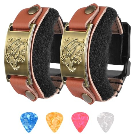 Gitarrensaiten-Dämpfer Mute-Schalldämpfer Fretwrap, Gitarren-Fret Dämpfungsband Geräuschreduzierer, Griffbrett-Dämpfungsgurt für Gitarre/Bass, Leder mit Metallakzenten