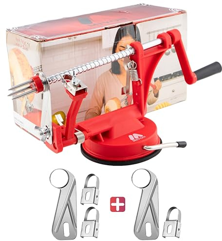 MIVON Apple Peeler and Corer, 3 in 1 Multifunctional Kitchen Fruit Peeling Machine with Durable Stainless Steel Blades, Powerful Suction Base for Apples and Potatoes, Extra 2 Blades & 1 Corer