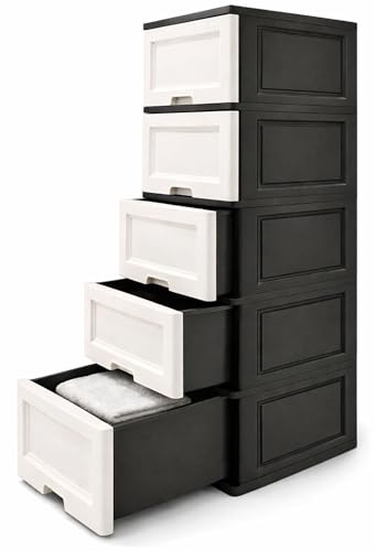 ABBAware Large 5 Drawer Chest of Drawers, Anti-Drop Drawer Design For Home Storage & Organising, Closet, Office Files & School Books