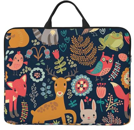 Notebooktasche mit Eule, Kaninchen, Vogel und Fuchs, leicht, wasserdicht, Laptoptasche für Schule, Büro, Reisen