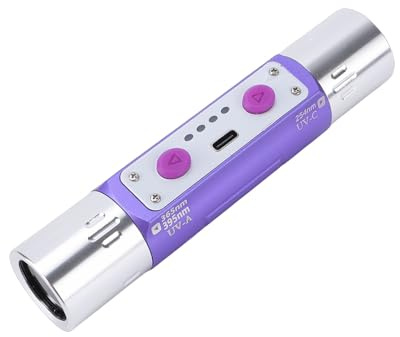 Asixxsix Jade Appraisal Lichtdetektorlampe, 365 Nm, 395 Nm und 254 Nm Doppelköpfiges Violettes Licht, Wiederaufladbare Edelstein-Taschenlampe für Schmuck, Tinte, Währung,