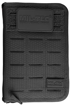 Mil-Tec Tactical Notebook Hextac • Gepolstertes Notizbuch mit Hülle/Reißverschluss • Schwarz, Small