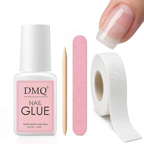 DMQ Nail Repair Kit - Fix Broken or Damaged Nails with Silk Wrap, Brush-On Nail Glue, Nail File and Sticks - Instant Split Nail Saver For Repair Broken, Cracked, or Damaged Nails at Home