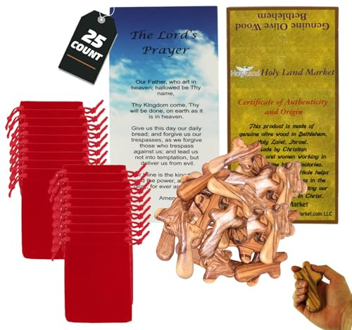 My Caring Cross Kreuze aus Olivenholz, mit Geschenkbeutel, 25 Stück
