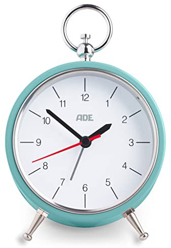ADE Retro-Wecker CK2008 Mint, analoge Vintage Tischuhr, 3 Lautstärkestufen, Metallgehäuse, altmodisch, mit Snooze-Funktion und Beleuchtung, 10.8 cm