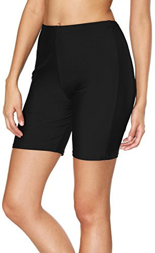 CharmLeaks Women Sport Swiming Jammers Surf Boyleg Swim Bottom Boardshorts, Solid Black, XXL