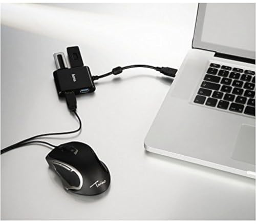 Hama USB A Hub mit USB 3.1 Typ-C Adapter (4X USB 3.1), bis zu 5Gbps, integriertes USB-Kabel, Bus-betrieben schwarz