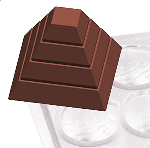 Contacto Pralinenform Pyramide für 21 Pralinen 25 x 25 x 19 mm, große Formplatte 27,5 x 13,5 x 2,5 cm aus Kunststoff, transparent