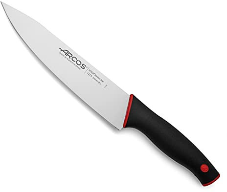 Arcos Serie Dúo - Cuchillo Cocinero - Hoja de 200 mm - Mango Color Negro Rojo