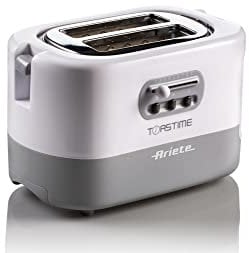 Ariete 159 Toastime - Tostapane con Pinze per 2 fette di pane - 9 Gradi di Doratura - 700 Watt - Bianco
