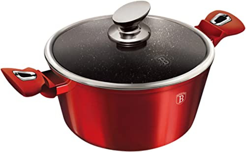 BERLINGER HAUS - Cazuela con tapa 30 cm, Metallic Line Burgundy Edition