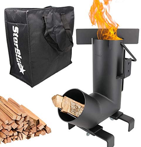 StarBlue - Estufa Rocket Para Acampadas Con Bolsa De Transporte, Funcionamiento Con Leña, Portátil, Cámara De Combustible Grande, Ideal Para Cocinar Al Aire Libre, Pícnics, Barbacoas, Caza Y Pesca