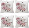 ABAKUHAUS Rose Dekokissen Kissenbezug 4er Pack, Alte Rosen Corsage Grunge, Modern Accent Doppelseitiger Digitaldruck, 60 x 60 cm, Beige Rose Grün