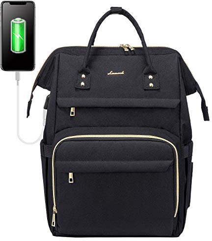 LOVEVOOK Laptop Backpack for Women fits 17 Inch, Backpacks Womens Rucksack with USB Charging Port, Ladies Daypack Bags with Large Capacity for Work Travel Casual (Black)