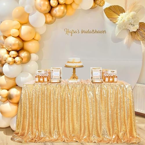 SoarDream Goldene Pailletten-Tischdecke, 228 x 332 cm, rechteckig, nahtlos, Glitzer, Tischwäsche für Hochzeit, Party, Geburtstag, Dekorationen