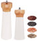 White Salt Grinder Wooden Pepper Salt Grinder Set Pepper Mill Salt & Pepper Shakers - Stainless Ceramic Refillable Stylish for Sea Salt Black Pepper - 6 and 8 Mills Lighthouse by Tessie & Jessie