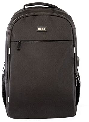 Nilox, Zaino Laptop 15.6'', Zaino Porta PC con Schienale Rinforzato per Maggiore Comfort, Laptop fino a 15.6, con Tasca Tecnica per Alimentatore, Nero