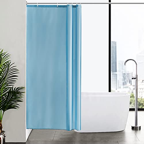 Furlinic Cortina Ducha Tela Antimoho,Poliéster Cortinas de Baño Decorativas Impermeable & Lavable,Azul Cielo Duchas de Baño Cortinas Esquina con 6 Aros Cortina Ducha 100x200cm.