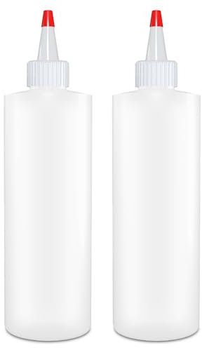 BRIGHTFROM Condiment Squeeze Bottles, 12 OZ Empty Squirt Bottle with Red Top Cap, Leak Proof - Great for Ketchup, Mustard, Syrup, Sauces, Dressing, Oil, Arts and Crafts, BPA FREE Plastic - SET of 2