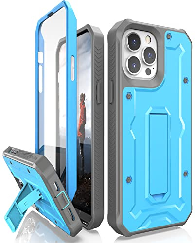 CaseBorne ArmadilloTek V Compatible with iPhone 13 Pro Max Case - Heavy Duty with Built-in Screen Protector and Kickstand - Blue