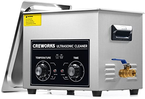 CREWORKS 10L Nettoyeur à Ultrasons Professionnel丨Puissance 240W丨Chauffage 300W丨Minuterie 1-30min丨Mode Dégazage et Mode Doux, Bac à Ultrasons Commercial Machine de Nettoyage Ultrasonique