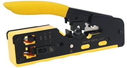 YIOVVOM Pince à sertir RJ45 pour connecteurs RJ11/RJ12 standard RJ45 (pince à dénuder jaune)
