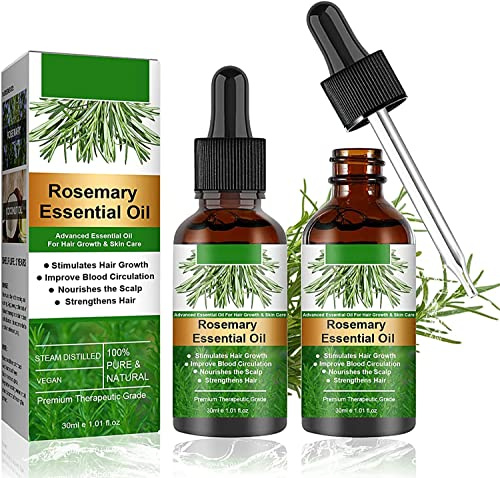 Miioto Ätherisches Rosmarinöl, Rosemary Essential Oil, Rosmarinöl Haare Wachstum, Rosmarinöl 100% Naturreines ätherisches Bio-Öl, Kräftiger Haarwuchs, Mehr Haardichte, Hair Growth-2×30ml (60ml)