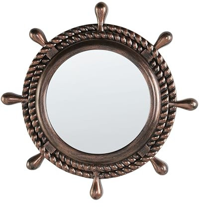 Beliani Wandspiegel rund Dunkelbraun ø 46 cm Seilmuster-Rahmen maritimer Stil Gormaz