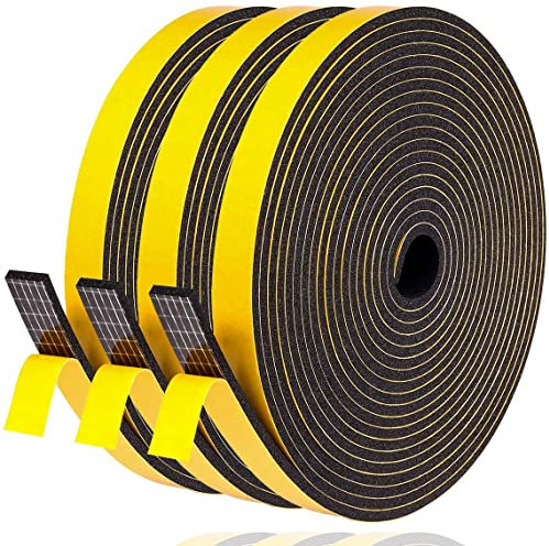 Dichtungsband Selbstklebend Fensterdichtung 12mm(B) x 3mm(D)/15m(L) Fenster Türdichtung Dichtung Schaumstoff Klebeband, Gummi-Dichtungsstreifen Schalldämmung Kollision Siegel Schwarz